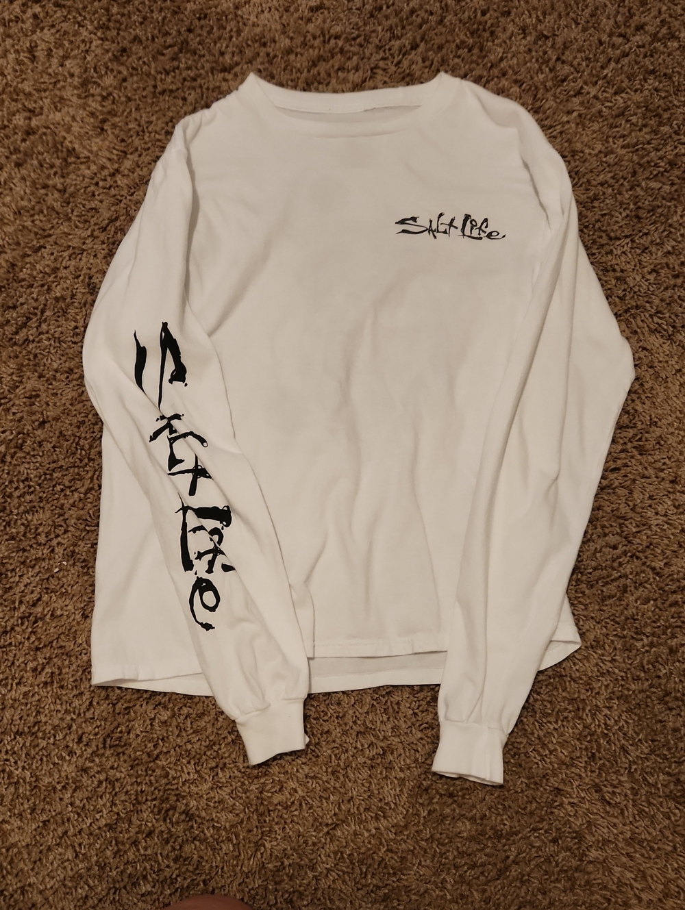 Salt Life White Long Sleeve Logo & Sleeve Script Tee